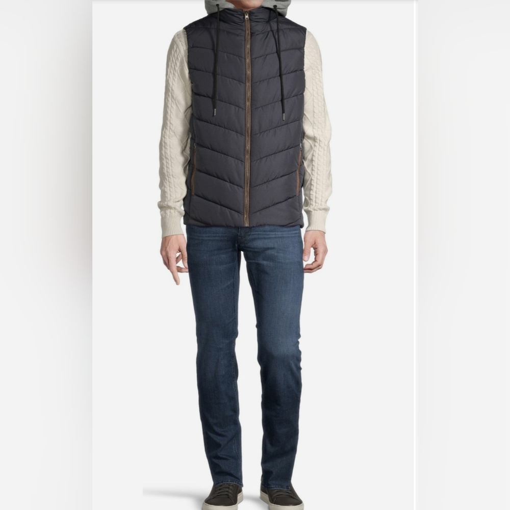Soul Of London Men's Black Puffer Vest Sz Med